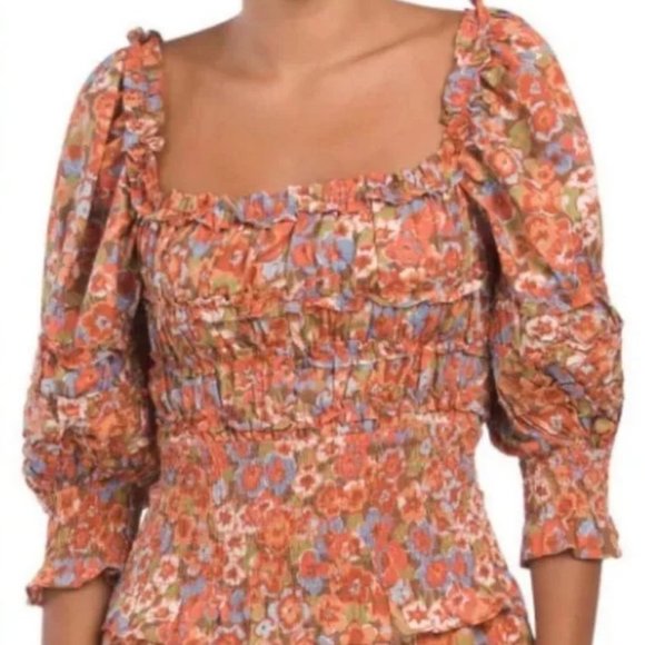 House of Harlow 1960 Tops - NWT House of Harlow 1960 REVOLVE Charisma Floral Peasant Prairie Smocked Top XL